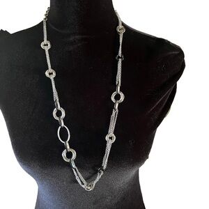 Daisy Fuentes Vintage Silver Tone Multi-strand Fashion Necklace
